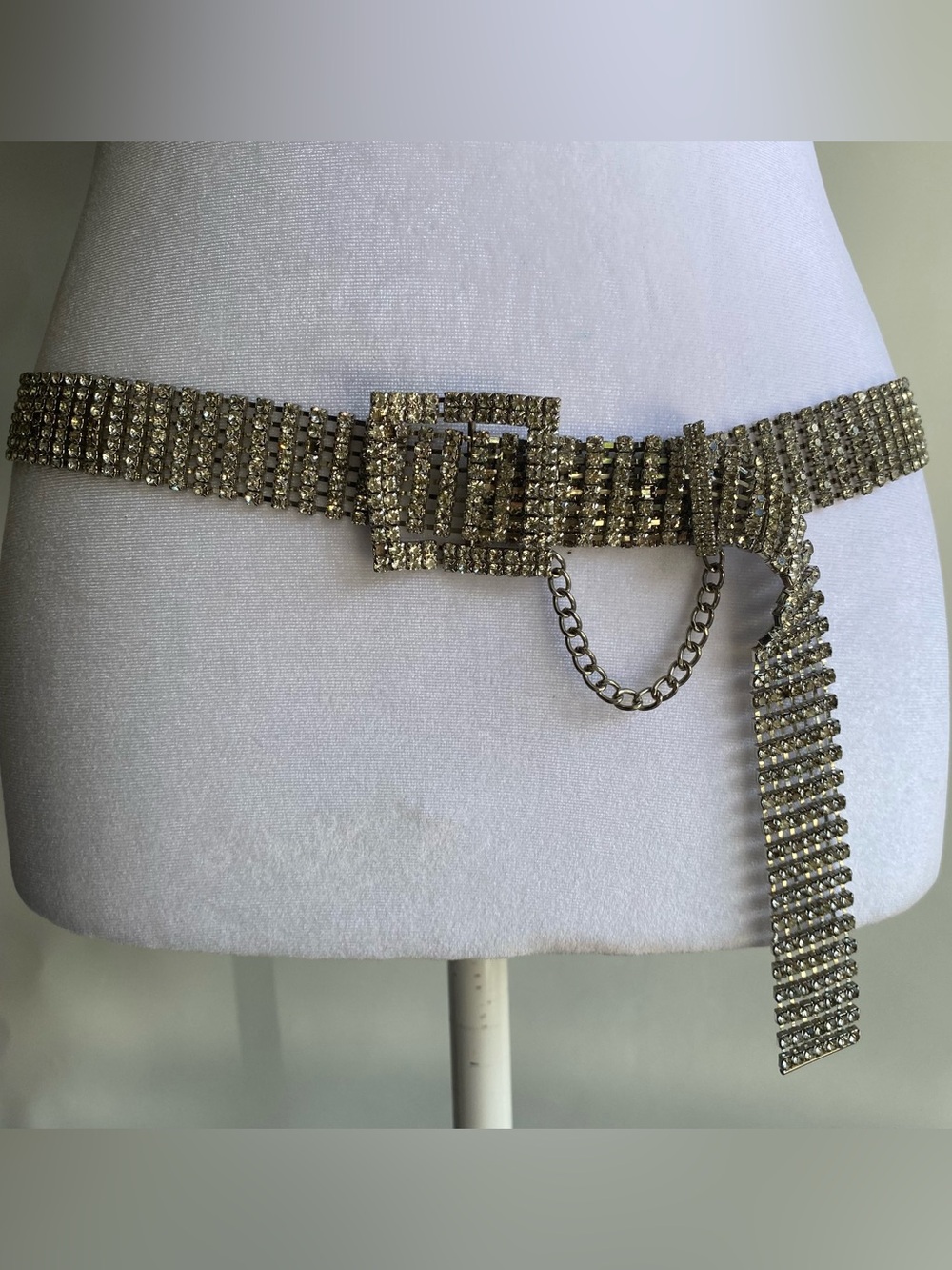 Silver rhinestone belt one size glam sparkle festival concert costume party